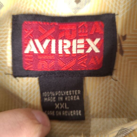 Vintage Avirex Shirt Mens XXL Gold Geometric Pattern Short Sleeve Button Down - Picture 3 of 16